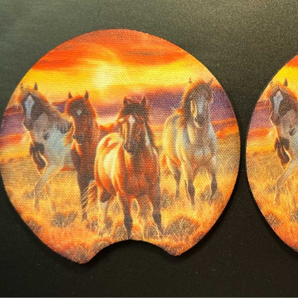 Wild Horses Sunset Car Cup Holder Coasters New